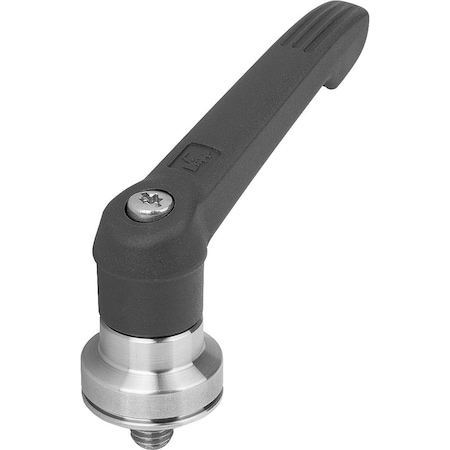 Adjustable Handle W Clamp Force Intensif Size:4 M10X20, Plastic Black Ral7021, Comp:Stainless Steel